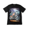 Premium black unisex t-shirt featuring a high-quality graphic of a motorcycle engine, steam, and a bald eagle by Magic Mystic Shoppe.