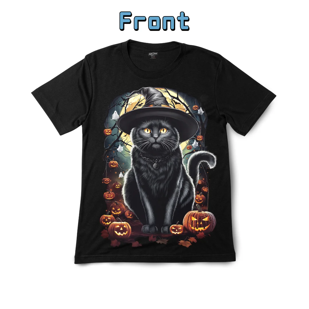 Mystic Cat Spooky Forest — Glow-in-the-Dark Graphic Tee - Magic Mystic Shoppe Mystic Cat Spooky Forest — Glow-in-the-Dark Graphic Tee - Image 2