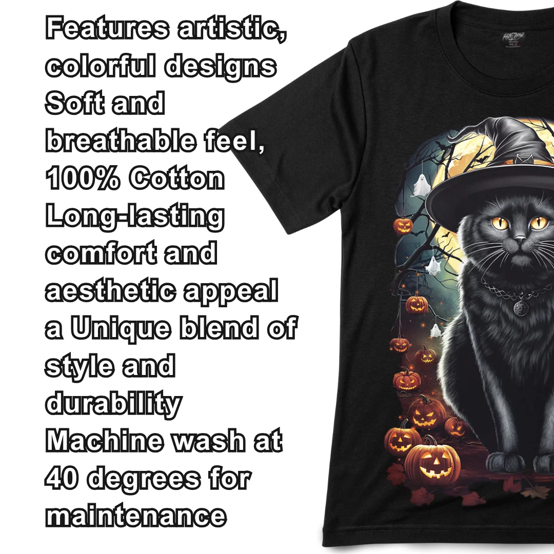 Mystic Cat Spooky Forest — Glow-in-the-Dark Graphic Tee - Magic Mystic Shoppe Mystic Cat Spooky Forest — Glow-in-the-Dark Graphic Tee - Image 5