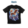 Back view of a black t-shirt featuring a detailed majestic eagle dreamcatcher graphic design