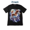 Front view of a black t-shirt featuring a detailed majestic eagle dreamcatcher graphic design