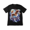 Close-up of the majestic eagle dreamcatcher artwork detailing on the graphic tee.