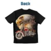 Back view of a black t-shirt featuring a graphic of a bald eagle chrome motorcycle with the text "My Way."