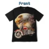 Front view of a black t-shirt featuring a graphic of a bald eagle chrome motorcycle with the text "My Way."