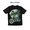 Back view of the bald eagle chrome motorcycle graphic t-shirt showing the glow in the dark effect