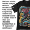 Close-up of the 100% cotton fabric texture for the celestial azure dragon rock skull graphic tee