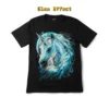 Front view of a magic mystic unicorn t-shirt showcasing the glow-in-the-dark effect.