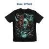 Back view of a Mystic Allure Geisha Oni Mask Graphic, in a glow in the dark effect.