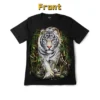 Front view of white tiger mystic bamboo graphic t-shirt.