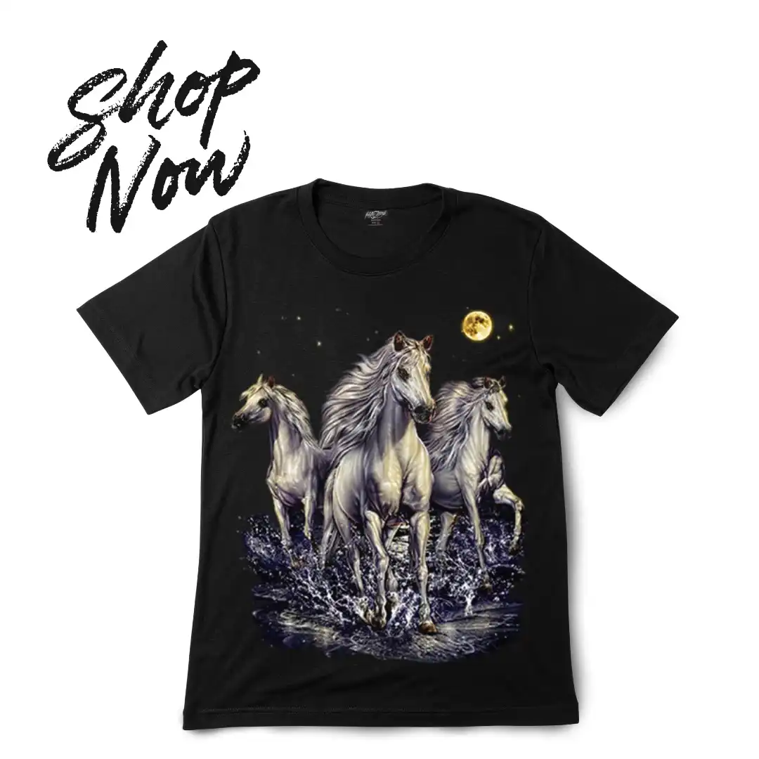 Wild Horses Moonlight Graphic Tee — Glow-in-the-Dark - Magic Mystic Shoppe Wild Horses Moonlight Graphic Tee — Glow-in-the-Dark - Image 8