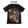 Front view of a t-shirt featuring a bald eagle motorcycle with "Born to Ride" text.