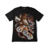 Close-up detail of a bald eagle motorcycle "born to ride" artistic graphic t-shirt.