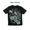 Back view of a bald eagle motorcycle t-shirt displaying the glow-in-the-dark effect.