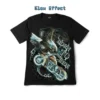 Front view of a bald eagle motorcycle t-shirt displaying the glow-in-the-dark effect.