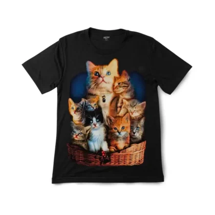 Primary display of KittensCat Basket graphic t-shirt.