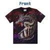 Front view of a black t-shirt featuring a Magic Dragon Mystic Princess in a fantasy landscape.