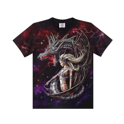 Primary display of a magic dragon mystic princess fantasy graphic t-shirt.