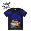 Promotional "Shop Now" banner for the Native Warriors Horseback Riding graphic tee.
