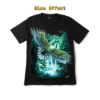 Front view of aSoaring Eagle Waterfall Graphic Tee. showing the glow-in-the-dark effect.